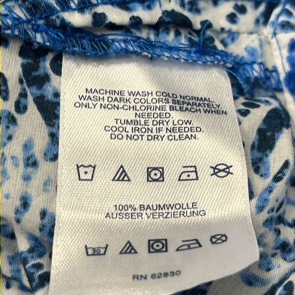 Lands End Embroidered V-neck Cotton Blue Print Tunic Sz 1X Dress Coverup Coastal - Picture 14 of 16